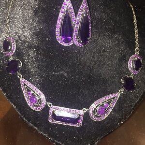 Avon Amethyst and Silver Necklace Set